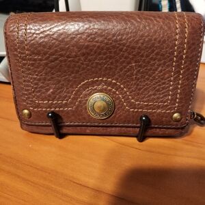 Coach Genuine Brown Leather Wallet – Brass Snap & Accents